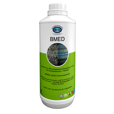 A bio-based and multi-enzyme technology coil decontamination / cleaner. 
